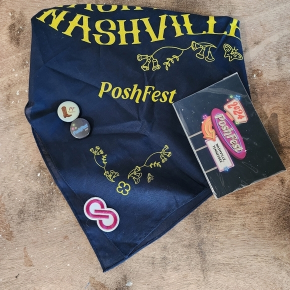 Poshfest 2024 Nashville Bandana and Pins Set - Picture 1 of 6